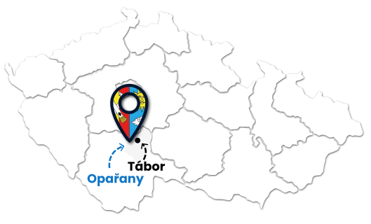 mapa ČR s vyznačenými Opařanami