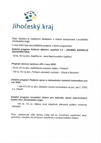 Dotace z Jihočeského kraje