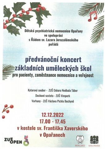 Předvánoční koncert ZUŠ - kostel sv. Františka Xaverského v Opařanech - 12. prosince 2022