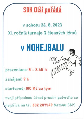 XI. ročník turnaje v nohejbalu - 26. srpna 2023 